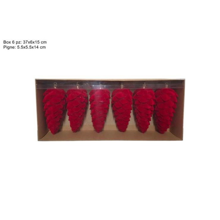PIGNE 14CM 6PZ. ROSSO VELLUTO